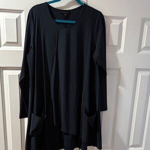 Jason by Comfy USA Navy Blue Tunic Top-size L-Nylon Blend Asymmetrical Zip